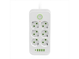 Régua De Tomadas Europeia Com 6 Saídas Ca E Plugue Branco. Olysi Shop