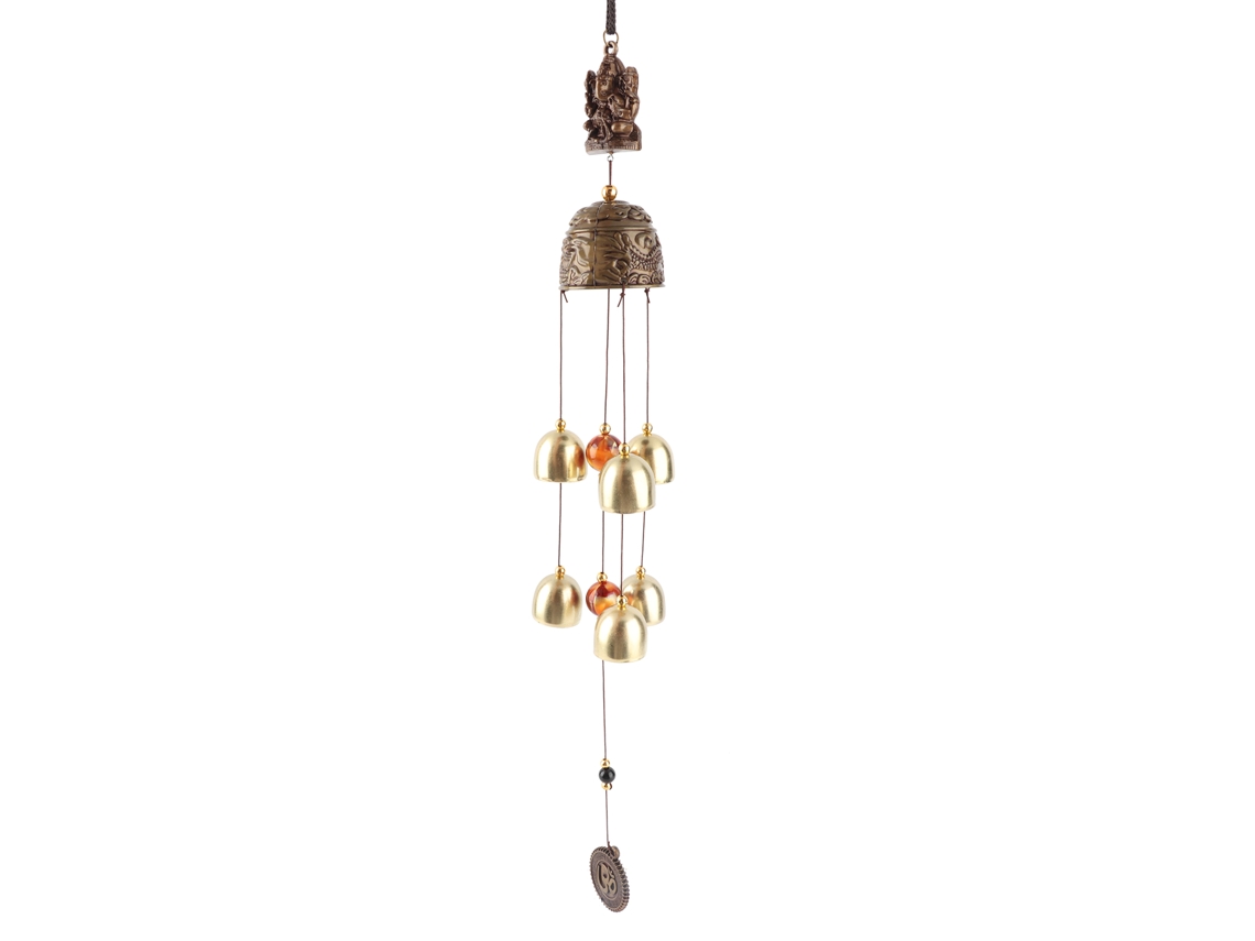 Ornamento De Parede Sino De Sorte Feng Shui Decor Casa Folhas