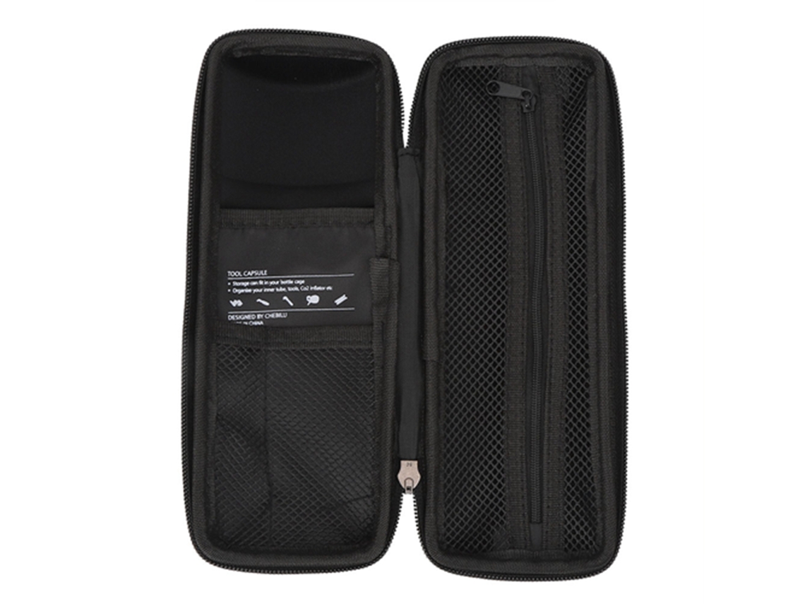 Kit Bolsa Ferramenta Bicicleta Com Suporte Para Garrafa Hard Shell Preto Para Manutenção
