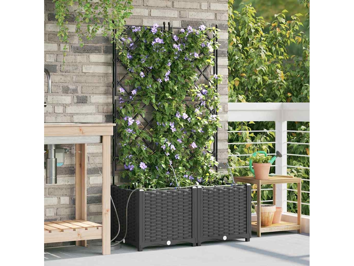 Vidaxl Vaso De Jardim 2 Unid. Preto 80 X 40 X 142 Cm Pp