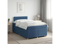 Vidaxl Cama Box Spring Com Colchão Azul 120 X 190 Cm Tecido