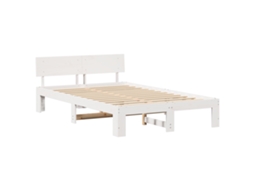 Conjunto 1 Estrutura De Cama Moderna Vidaxl Branco Madeira De Pinho Maciça (120 X 190 Cm)