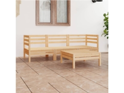 Vidaxl 4 Pcs Conjunto Lounge De Jardim Pinho Maciço