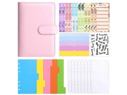 A6 Pink Macaron Refillable Notebook Detachable Cover Household Budget Ledger With 8-bill Envelopes 12-cash Cards