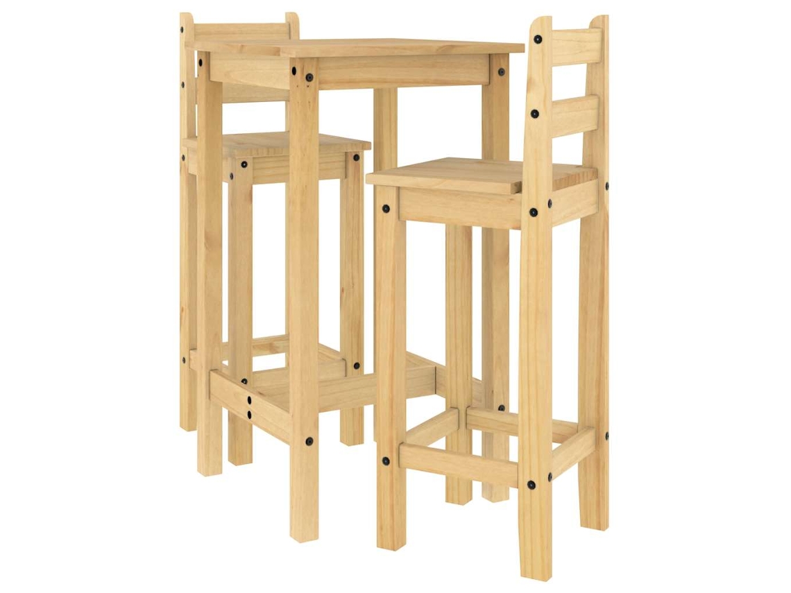 Maison Exclusive - 3 Pcs Conjunto De Bar Pinho Maciço