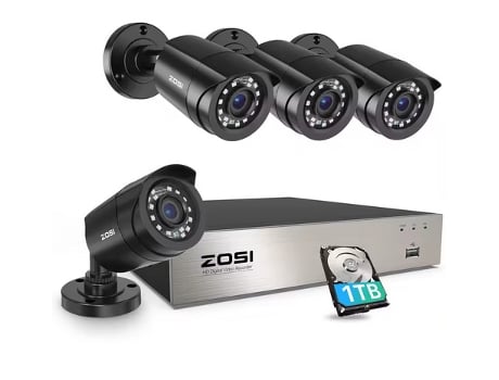 Sistema Zosi Vídeovigilância Com 4 Câmeras Incluí Disco Rígido 1tb Para Gravação Imagens