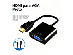 Adaptador Hdmi Para Vga Com Áudio E Cabo Alimentação