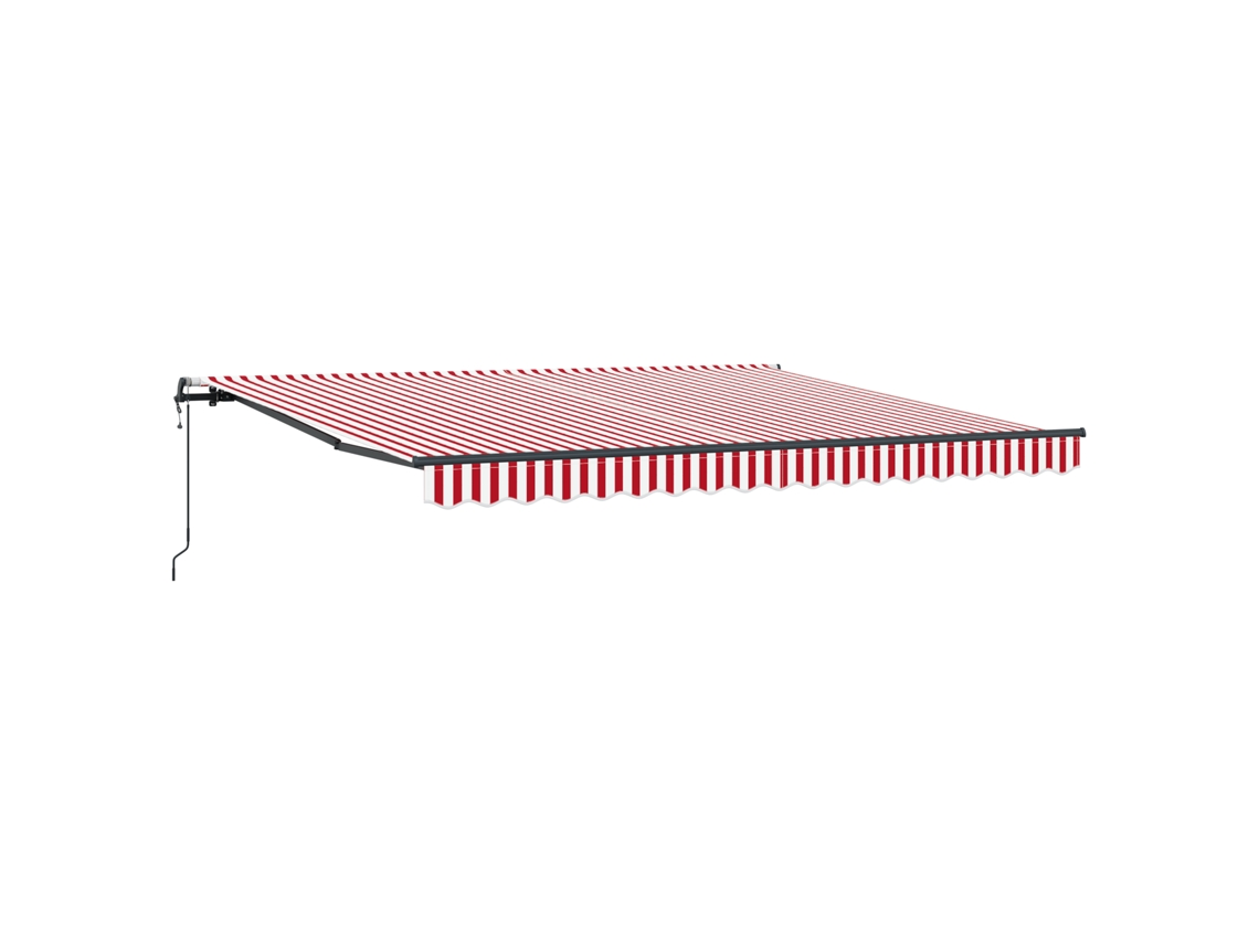Toldo Retrátil Automático Listrado Vermelho E Branco Vidaxl Vermelho Poliéster (400 X 300 Cm)