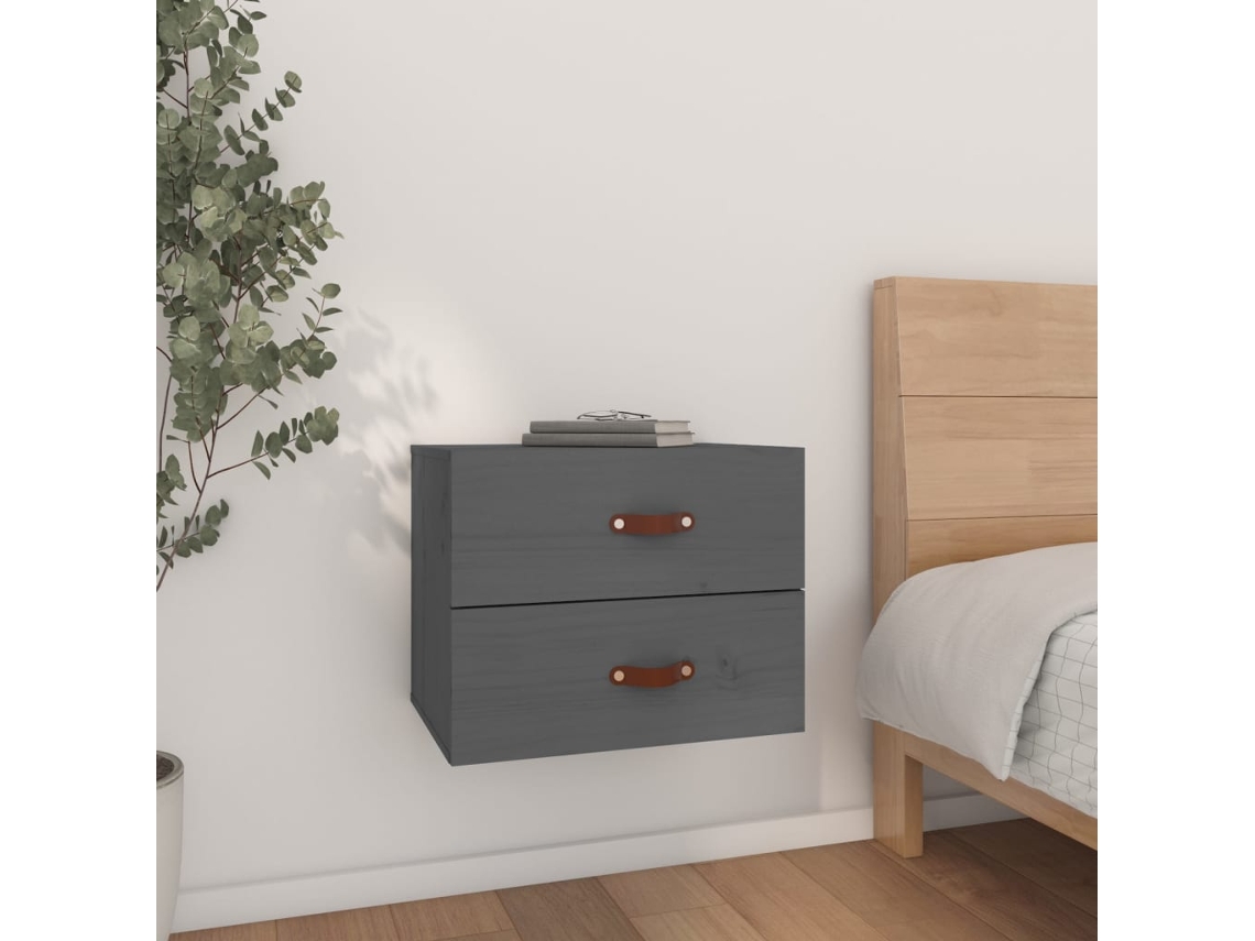 Vidaxl Mesa De Cabeceira De Parede 50x36x40 Cm Cinzento