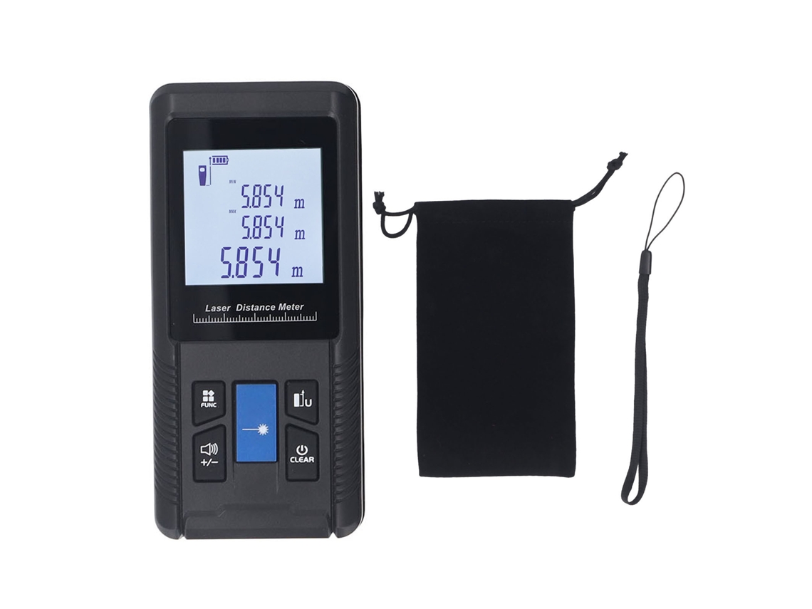 Medidor Digital de Distância de Mão 100m com Display Iluminado Ip54 Modos Múltiplos 4 Unidades Rangefinder