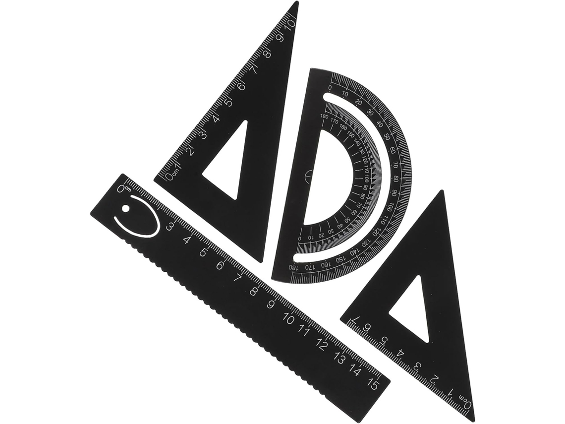Kit De Réguas De Metal Resistentes E Fácil De Usar Para Medição Desenho, Ferramentas Escolares Para Designers E Engenheiros Em