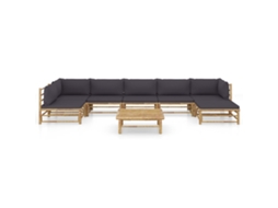 Maison Exclusive - 8 Pcs Conj. Lounge Jardim Em Bambu C/ Almofadões Cinza-escuro