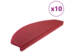 Conjunto de 10 Tapetes de Escada Vermelhos Meio Redondo Grande MAISON EXCLUSIVE (65x24x4 cm)