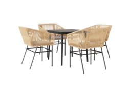 Conjunto de Jantar Jardim 5 Peças com Almofadas e Vidro Vime Pe Castanho MAISON EXCLUSIVE
