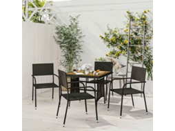 Vidaxl 5 Pcs Conjunto De Jantar P/ Exterior Vime Pe Preto