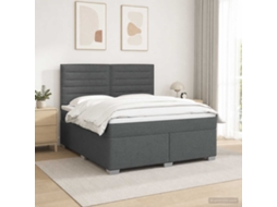 Vidaxl Cama Box Spring Com Colchão Cinzento-escuro 140 X 200 Cm Tecido