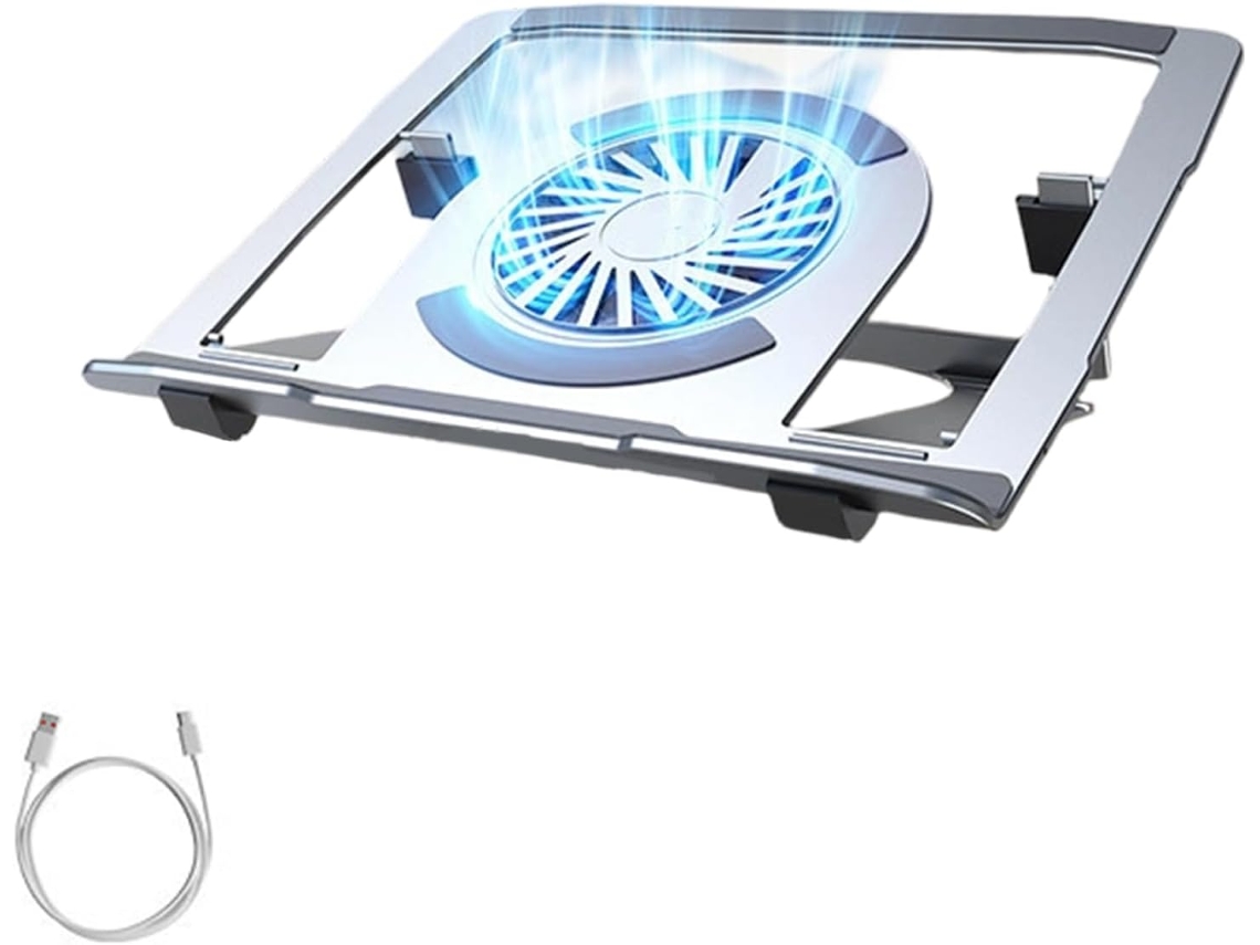 Suporte Dobrável e Portátil para Laptop com Ventilador Silencioso e 5 SFUSHOS