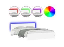 Estrutura de Cama com Cabeceira e Luzes Led MAISON EXCLUSIVE Branco (160x200 cm)