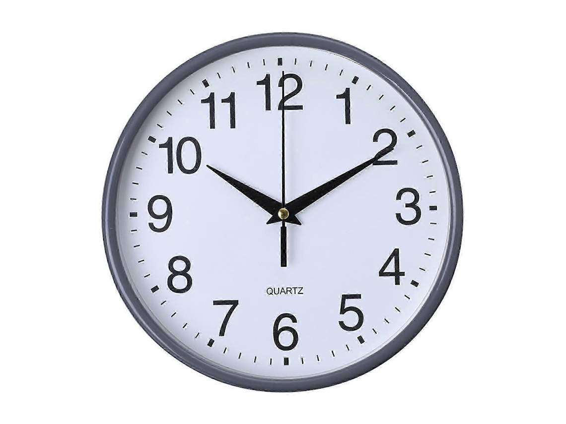 Round Wall Clock, Silent Non-ticking Quartz, Easy Read Large Numerals, Battery Operated, 20cm Diametergrey