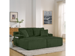 Sofá Reclinável 2 Lugares Em Veludo Cotelê Com Porta-copos E Bolso Lateral, Verde