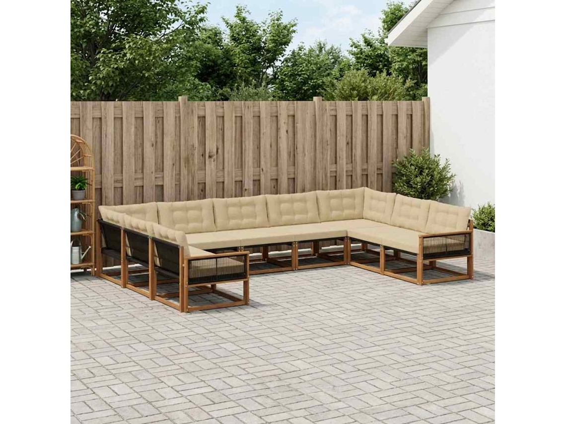 Vidaxl Conjunto De Sofás Para Exterior 9 Unid. Natural E Bege
