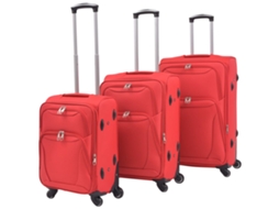 Vidaxl Conjunto De Tróleis Em Estojo Mole 3 Pcs Vermelho