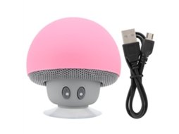 Mali caixa de Som Portátil Sem Fio Bluetooth Mini Champignon com Vácuo e Suporte Celular Rosa