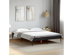 Estrutura De Cama 150x200 Cm Derivados De Madeira/metal Preto