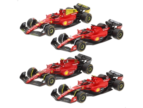 Conjunto 4 Modelos De Carros De F1 Ferrari F1 75 E Sf 23 Sainz E Leclerc 143 Burago
