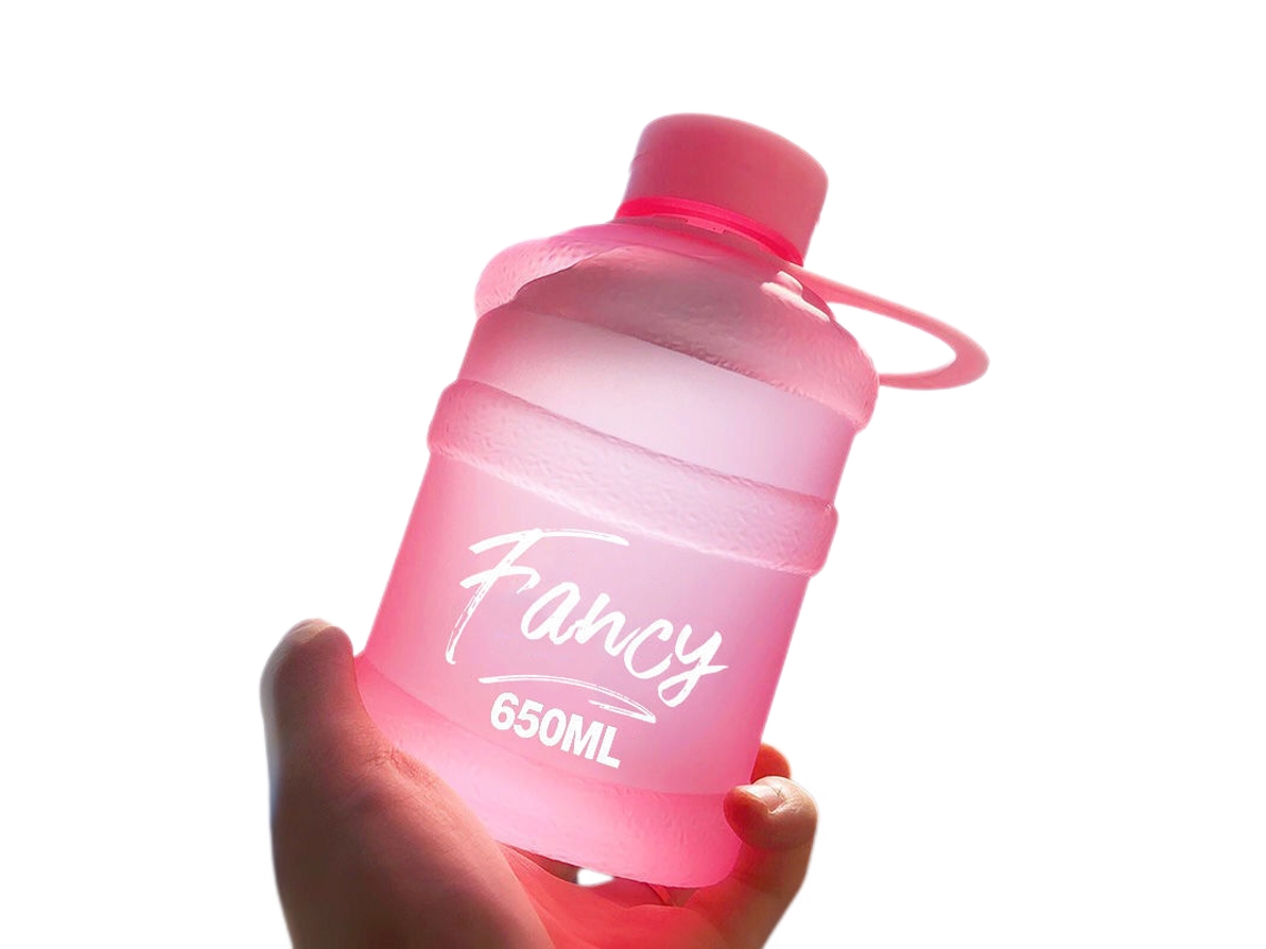 Mini Vaso De Plástico Para Limpiar, Pequeño, Elegante, Rosa Esmerilado, 650 Ml, Individual, Con Cepillo Y Cuerda. Brilvibera