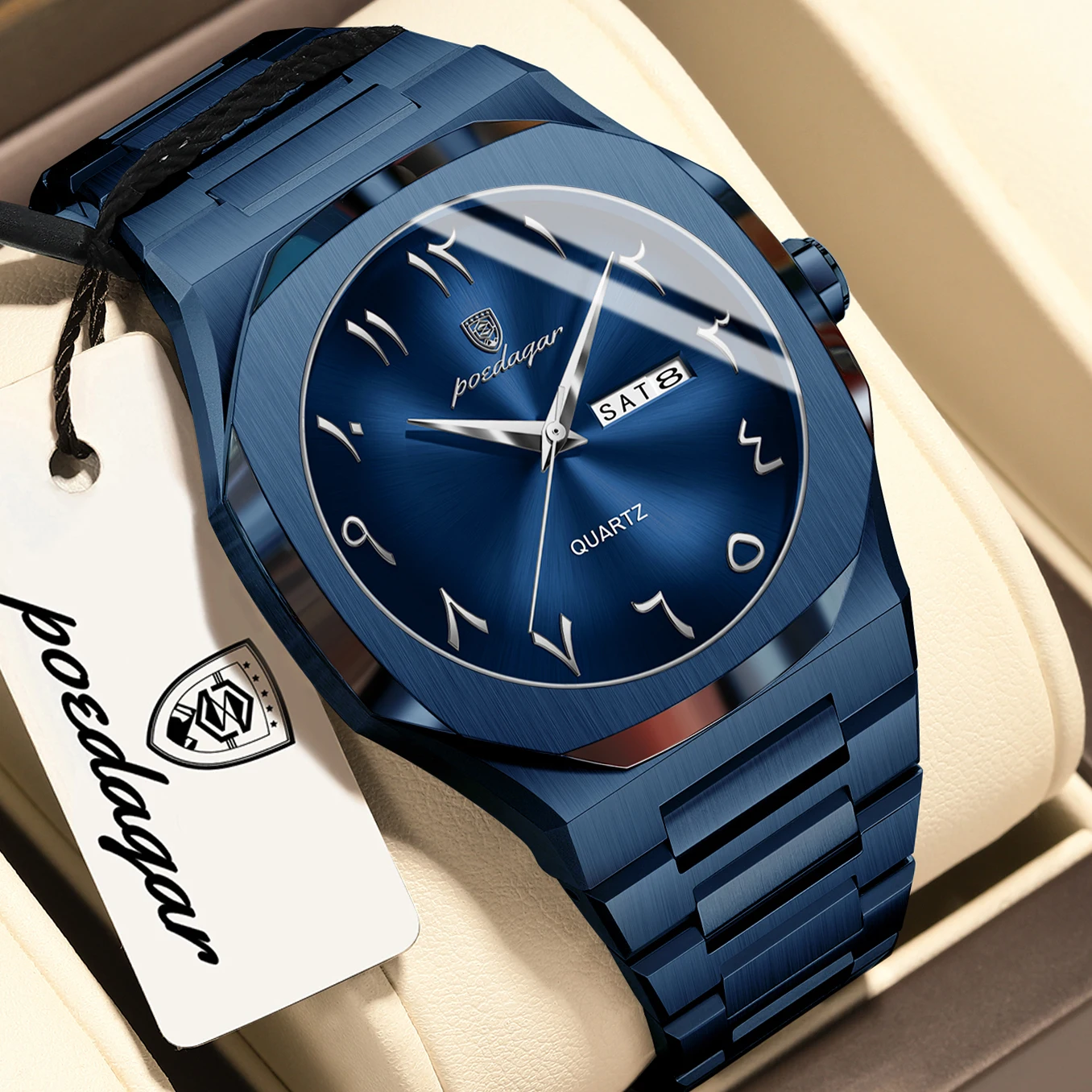 Relógio Masculino Clássico Original (azul), À Prova D'água, Com Dia E Data, Relógio Masculino Elegante.