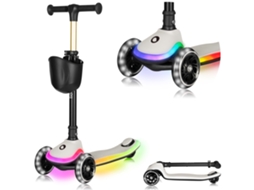 Trotinete para Crianças LIONELO Mey Iluminação Led Até 50kg Ajustável Leve Dobrável Antiderrapante Abec 7 Bege