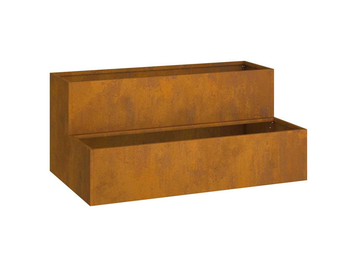 Conjunto 1 Vaso De Jardim Vidaxl Castanho Aço (100 X 60 X 45 Cm)