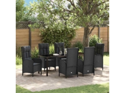 Vidaxl Conjunto De Jantar Para Jardim 7 Unid. Preto Vime Pe