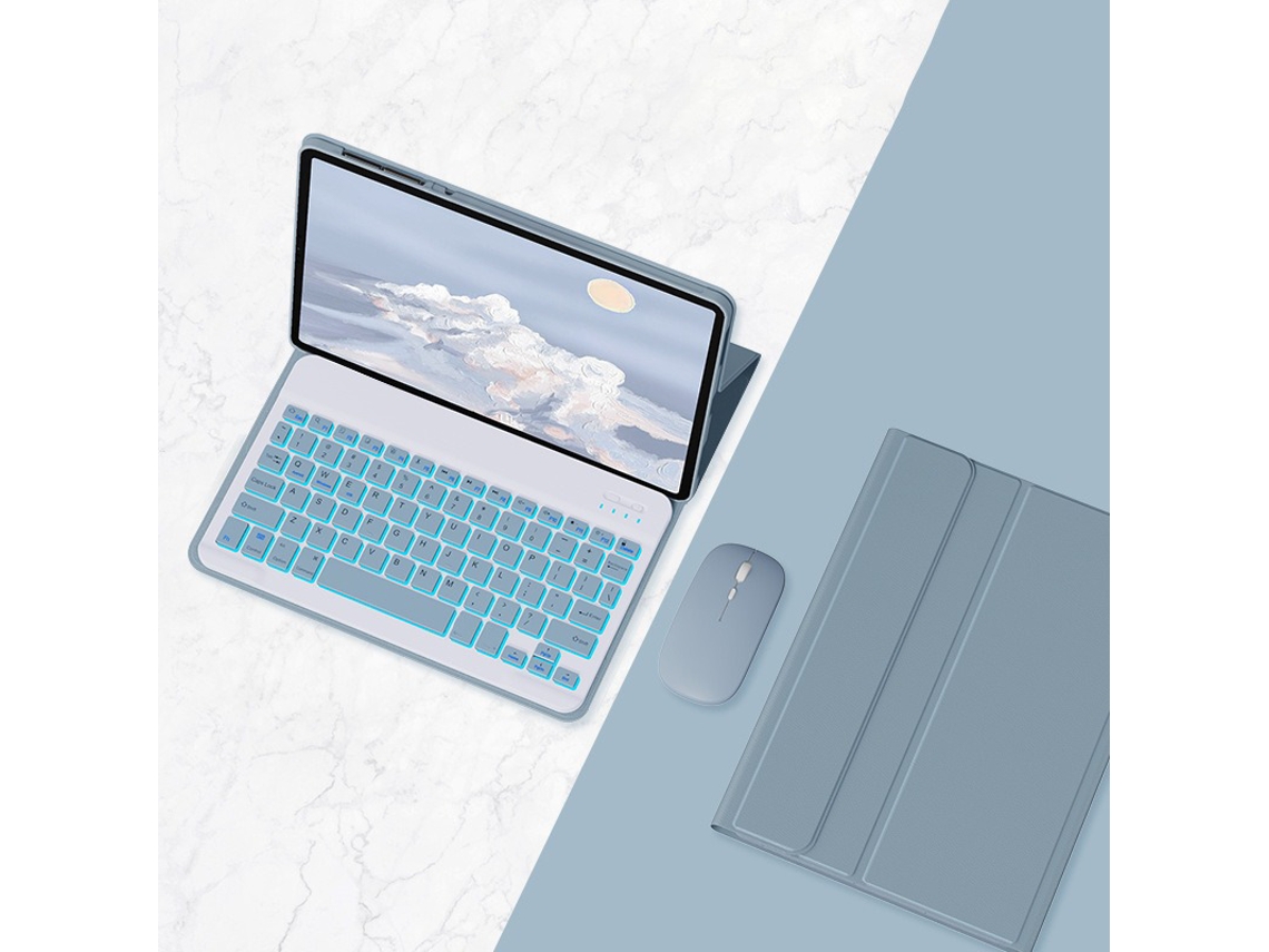 Capa Teclado para Lenovo Idea Tab 11 Polegadas com Retroiluminação RGB e Mouse Azul GERTIZ (2025 Tb336zu)