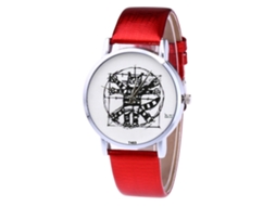 Reloj De Pulsera De Cuarzo Con Correa De Cuero Pu Zhoulianfa Moda (rojo) Unisex