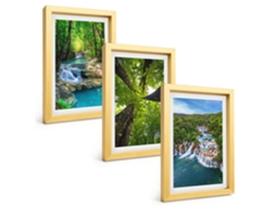 Composição De Quadros Cachoeiras, Floresta Verde, Água Espelharte (3 Peças 20x30 Cm)