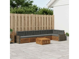 Vidaxl Conjunto De Sofás Para Exterior 7 Pcs Natural E Antracite