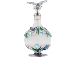 Frasco de perfume vintage em liga metálica e vidro, 25ml, recarregável, ideal para viajantes.