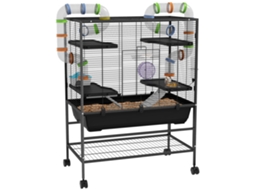 Gaiola Para Hamster Com Tubos, Roda De Exercícios, Casinha, Bebedouro, Área De Armazenamento, Preta.