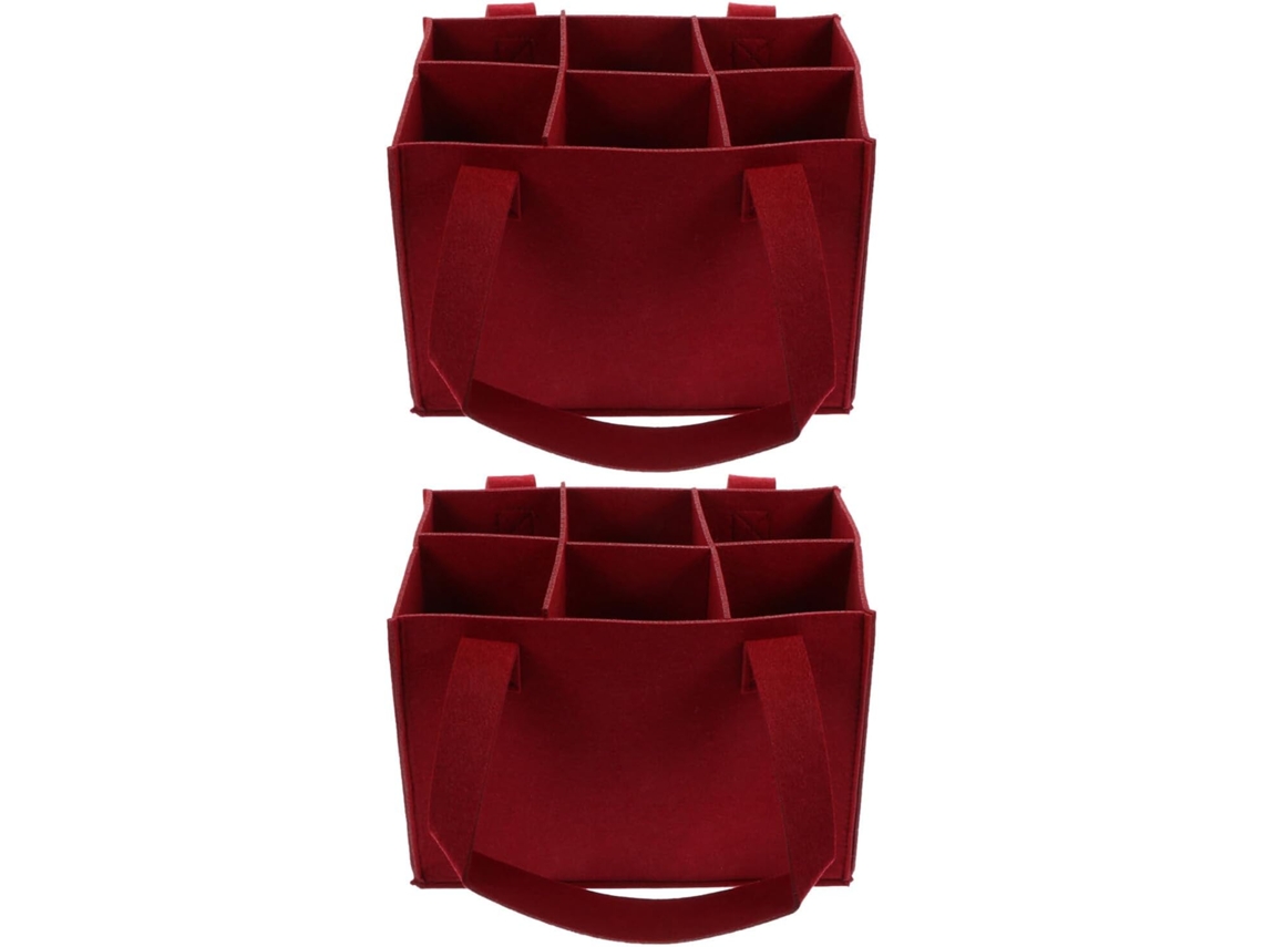 Nuobesty De 2 Porta-garrafas Em Feltro Vermelho Com Alça Para Garrafas