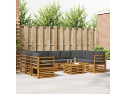 Vidaxl Conjuntos De Sofás Com Almofada 10 Pcs Natural E Antracite