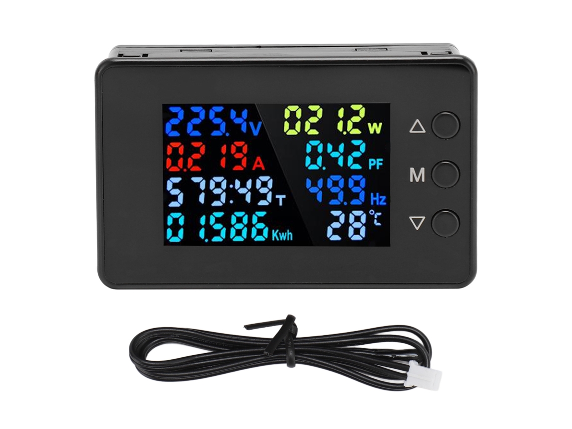 Multímetro Digital De Energia E Potência Ca 0-20a 50-300v Com Tela Lcd Colorida Voltímetro Amperímetro