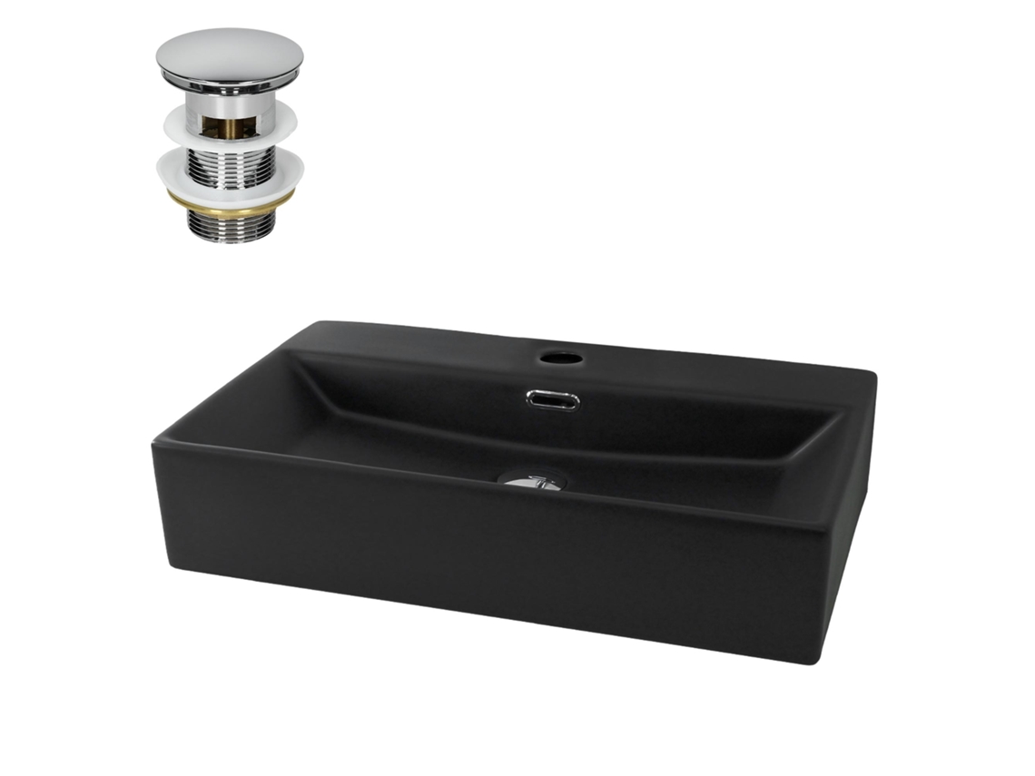 Lavatório ML-DESIGN (60 x 36.5 x 13 - Cerâmica - Preto)