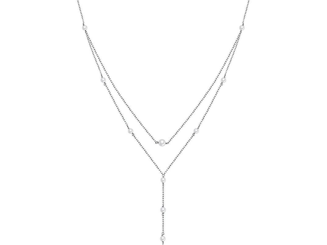 2026 collar Triple Cadena Larga de Prata Esterlina S925 para Mulher com Extensor e Caixa de Presente Perla Capa