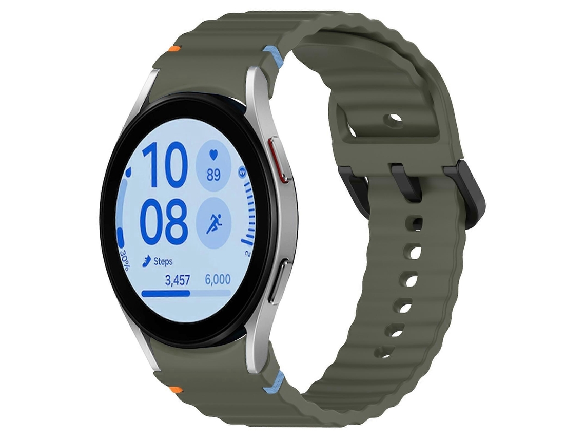 Pulseira De Silicone Preta Com Fivela E Textura Ondulada.