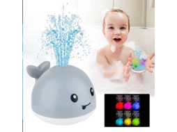 Brinquedo De Água Em Formato De Baleia Cinza Com Luzes Coloridas, Sensor Automático Para Banho De Bebê