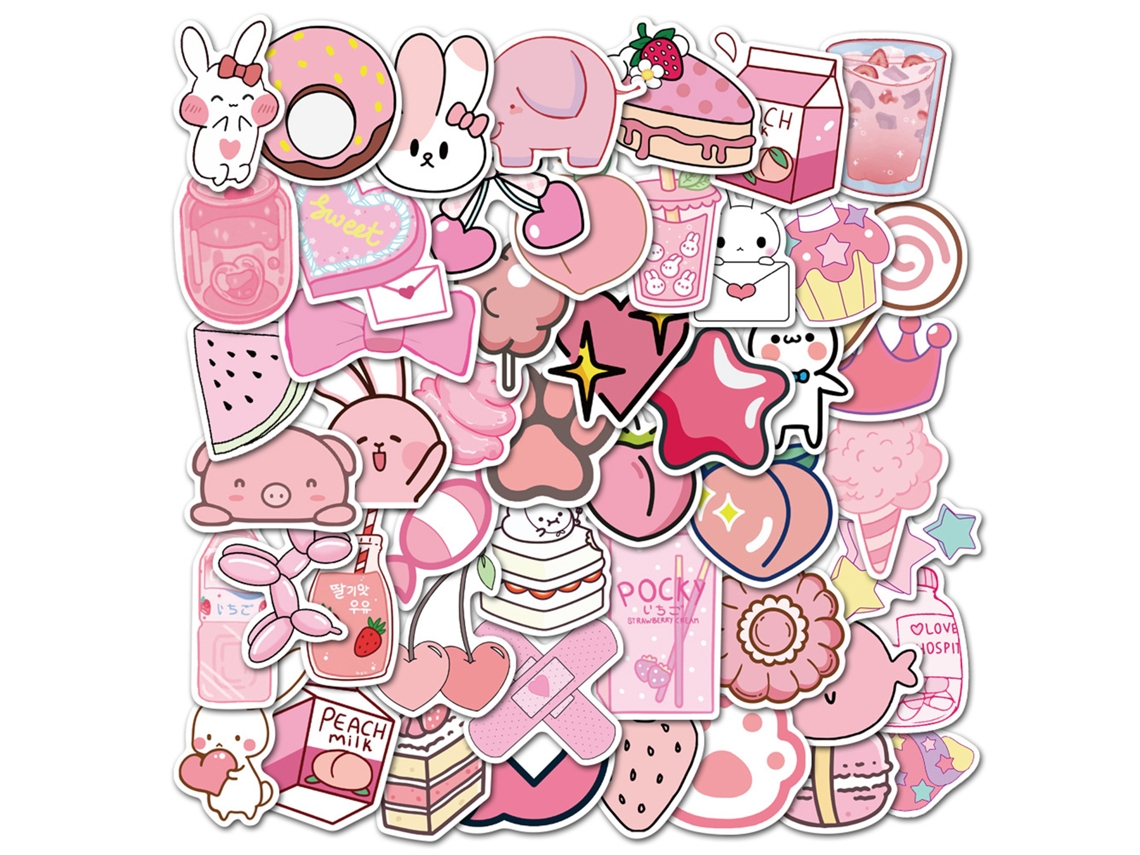 VYLARA Decorações Criativas Para Skate, Conjunto De 50 Adesivos Legais Para Skate, Adesivo De Vinil Rosa Ecológico, À Prova Dágua, Estilo Preppy, Atóxico, P