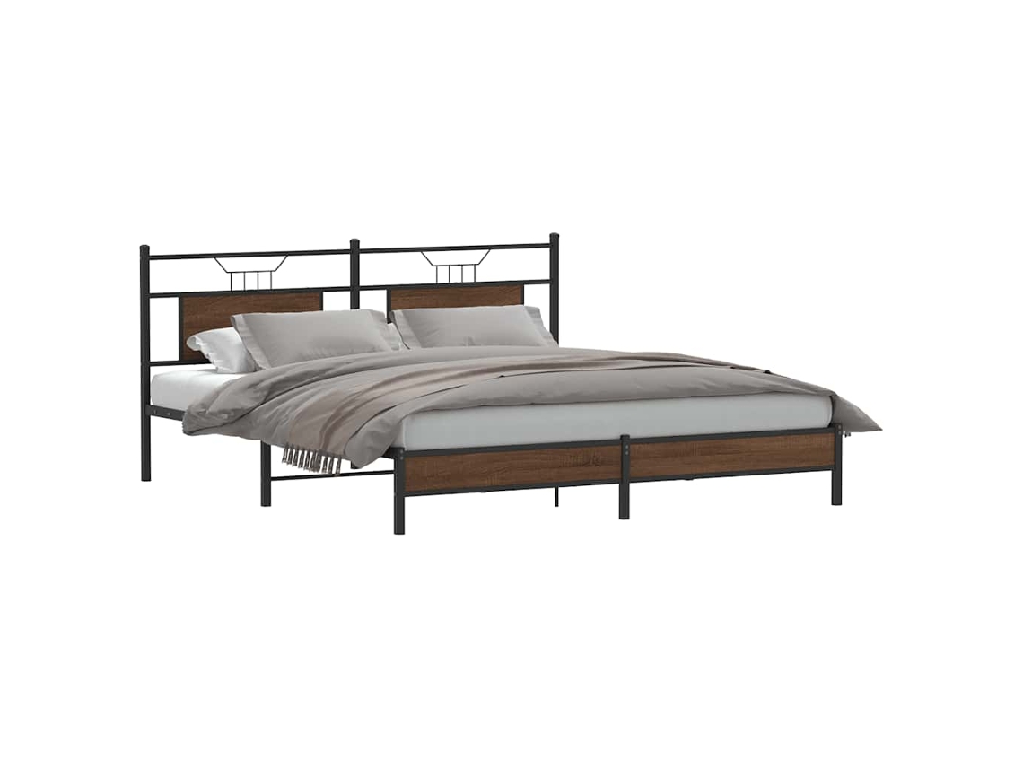 Vidaxl Estrutura De Cama S/ Colchão Deriv. Madeira Carvalho Castanho