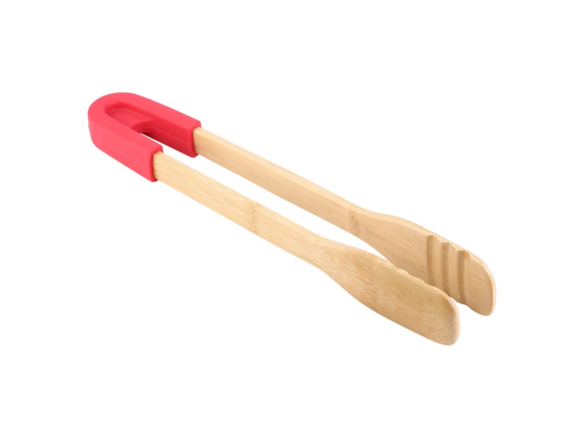 Pinça de madeira para buffet de alimentos, pão e filé (vermelho)